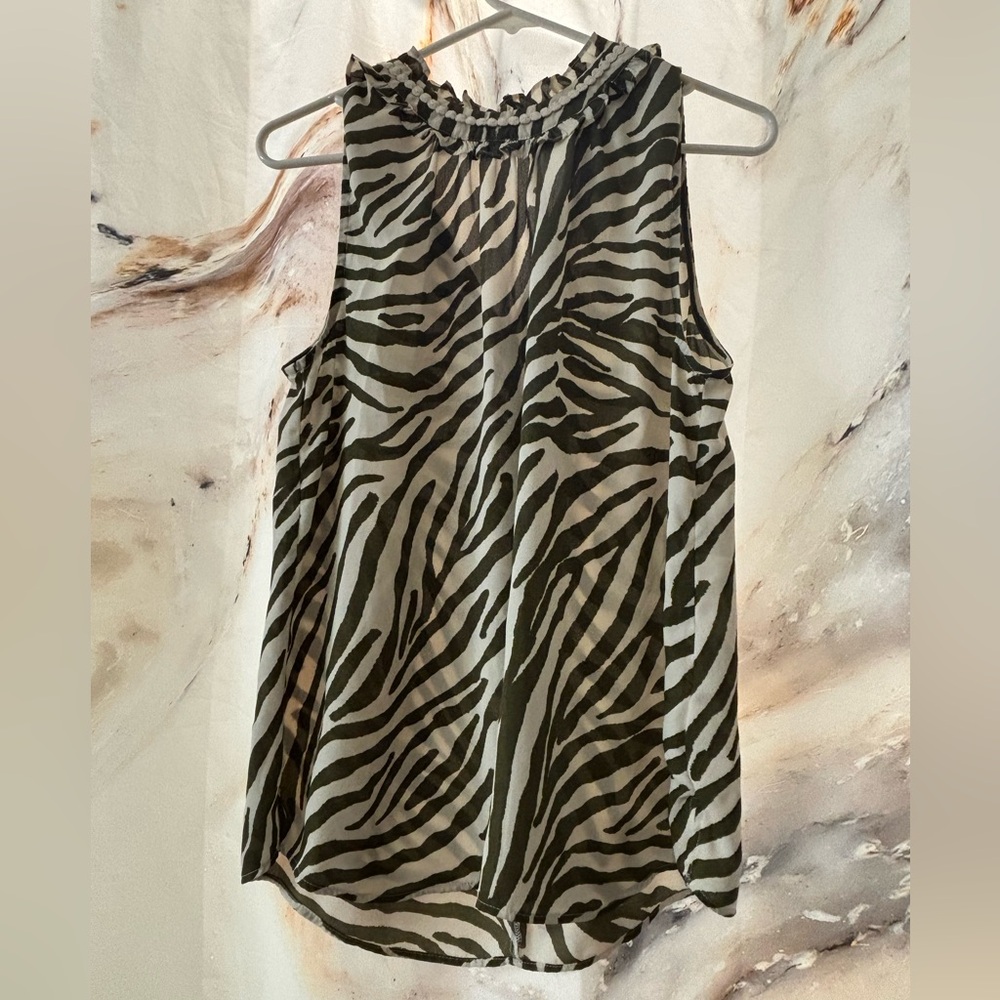 Green & Tan Zebra Print Dress Top